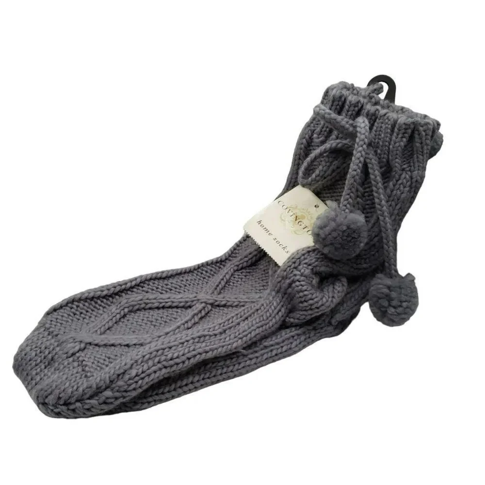 Covington‎ NWT Sears Slippers Socks Grey Gray Knit Winter Socks with Grippers